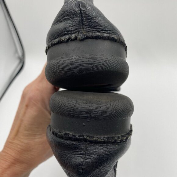 Red Dragonfly Floral Appliqué Black Leather Loafers US Size 5.5, Chinese Sz 225 - Picture 10 of 14